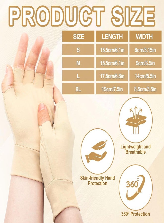 Yearntown 3 Pairs Elderly Skin Thin Protector Gloves Tone Fingerless Gloves Bruise Abrasion Protective to Cover Bruising(M,Skin Tone) - Image 2